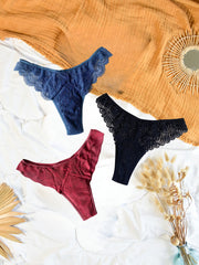 Lot de 3 tangas de règles multicolores, bleu, rouge et noire